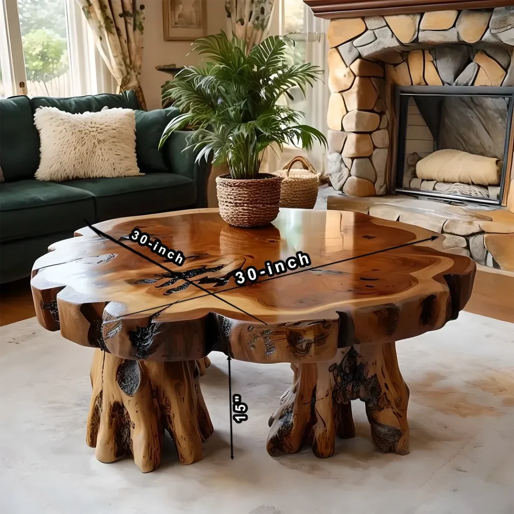 round coffee table, modern coffee table, driftwood table - Image 4