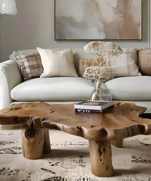 Sofa table with monolithic table top, modern table