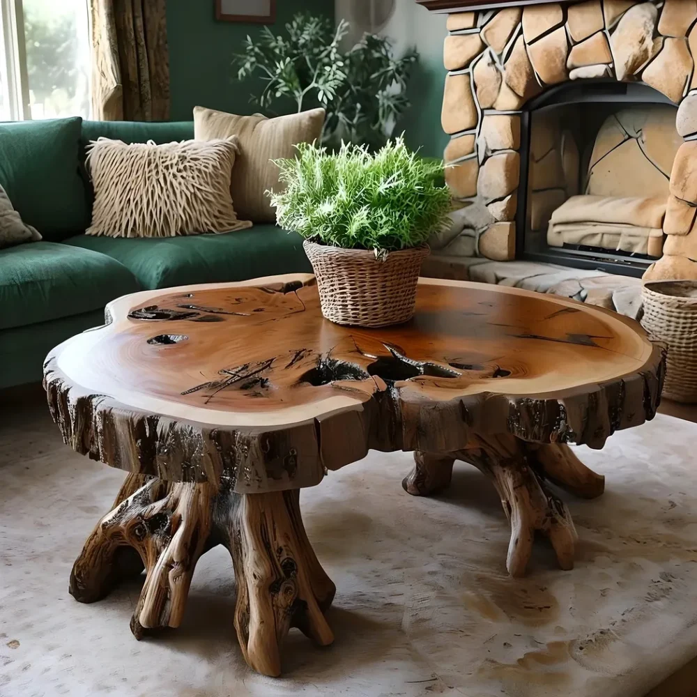 Tamarind wood coffee table, round coffee table