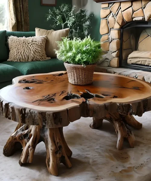 Tamarind wood coffee table, round coffee table