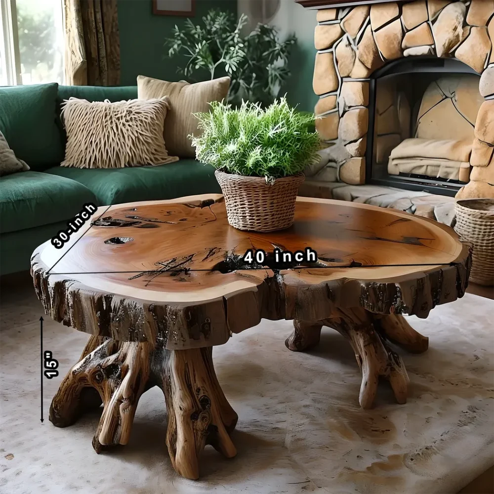 Tamarind wood coffee table, round coffee table - Image 2