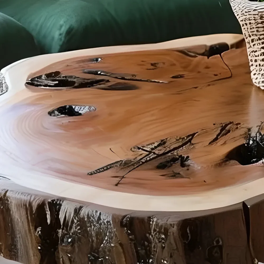 Tamarind wood coffee table, round coffee table - Image 3