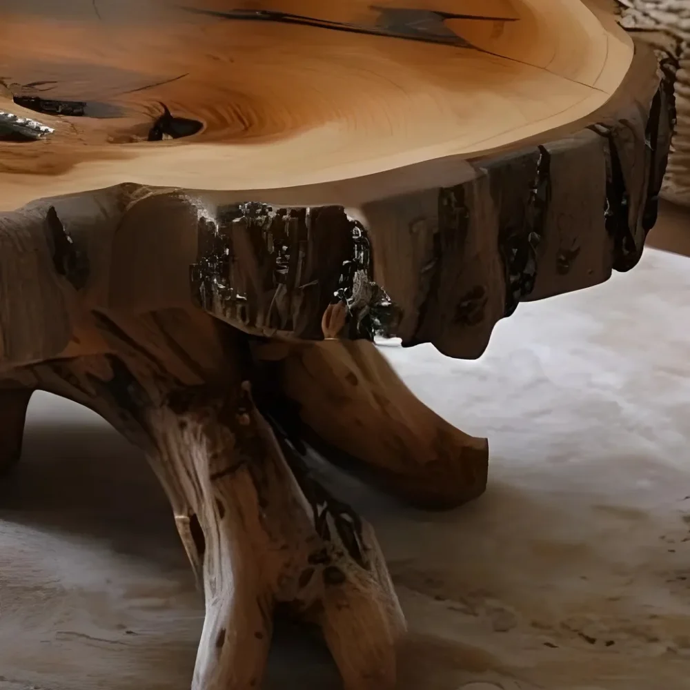 Tamarind wood coffee table, round coffee table - Image 5