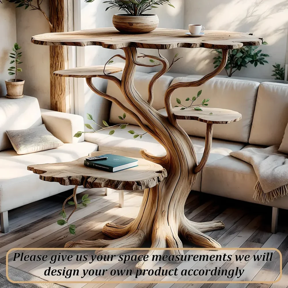 Tree-shaped 3-tier wooden table - Image 4