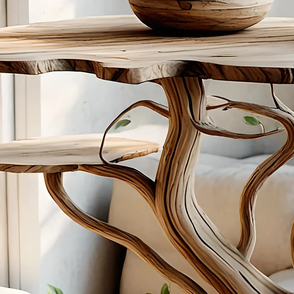Tree-shaped 3-tier wooden table - Image 5