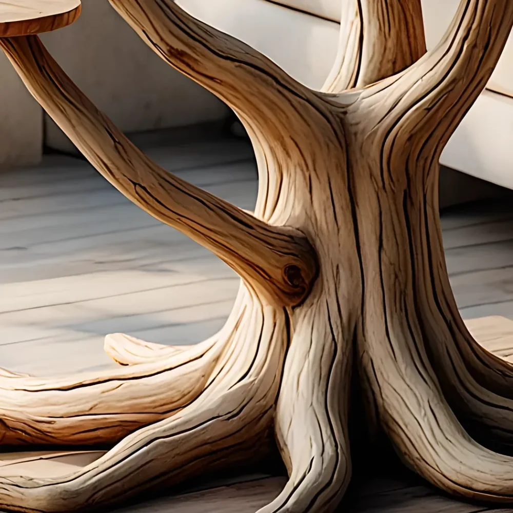 Tree-shaped solid wooden tea table - Image 3