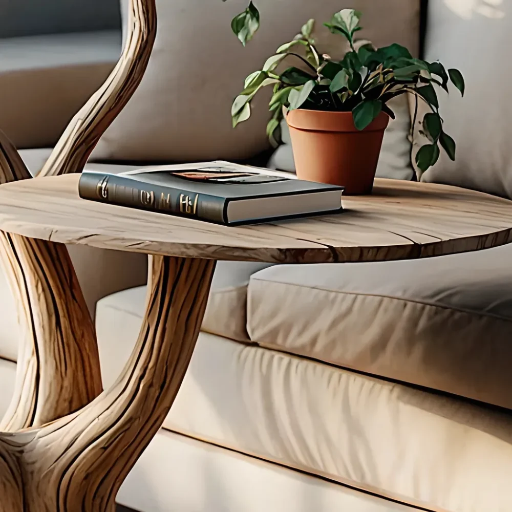 Tree-shaped solid wooden tea table - Image 5