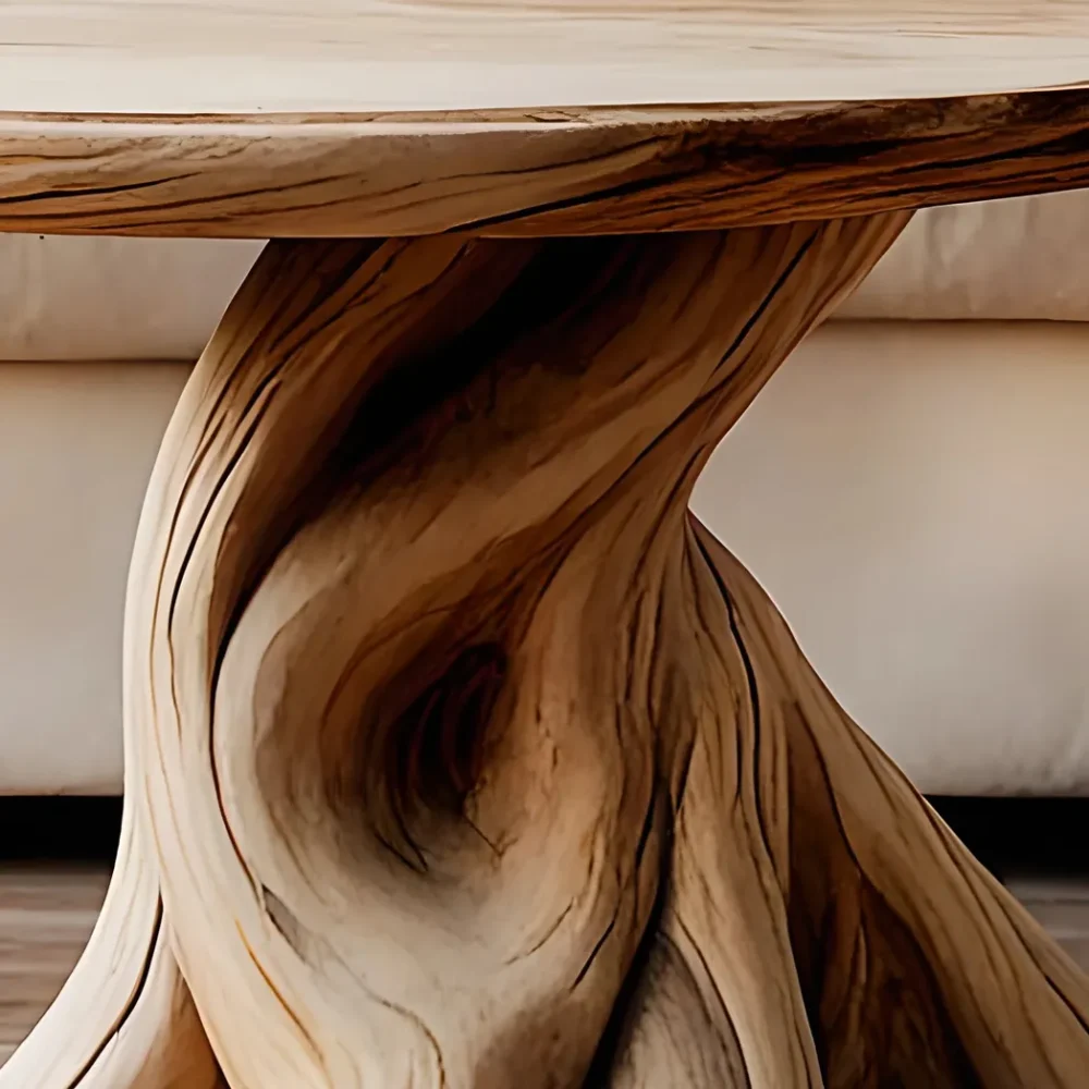Vintage coffee table, old wooden tree stump table - Image 5