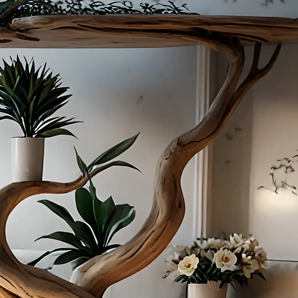 Vintage rustic tree shaped coffee table - Image 4