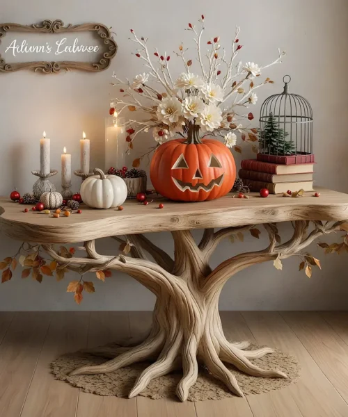 Console table driftwood natural branch rustic tree live edge table shelf floating bookshelf entry way table farmhouse decor