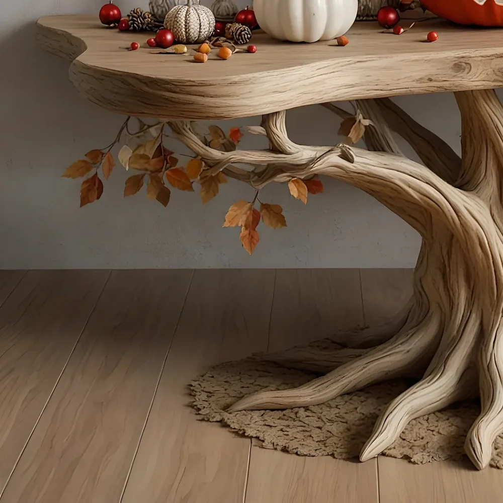 Console table driftwood natural branch rustic tree live edge table shelf floating bookshelf entry way table farmhouse decor - Image 4
