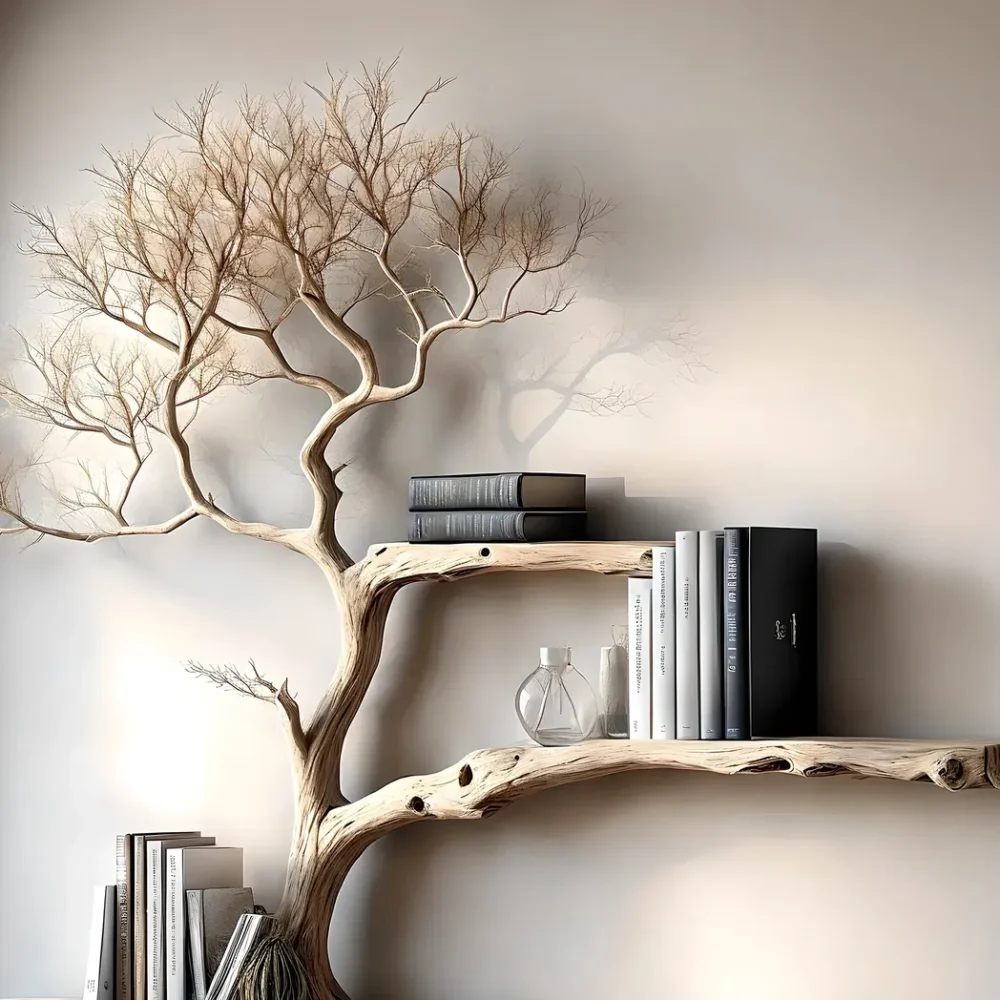 console table reading table with tree shaped bookshelf - Image 4