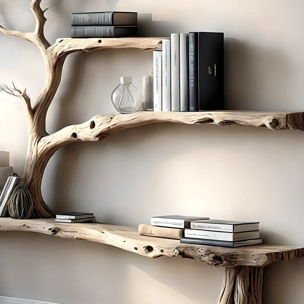 console table reading table with tree shaped bookshelf - Image 5