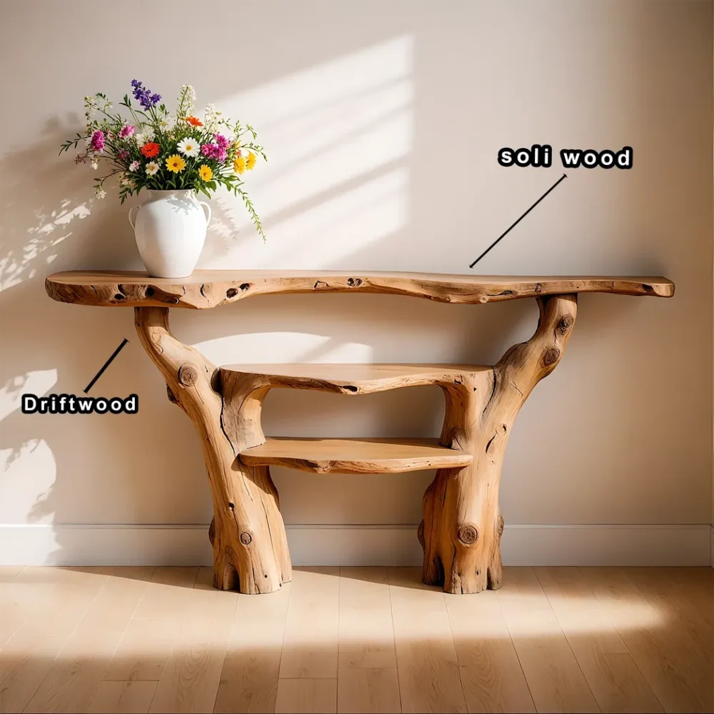 custom console table with 3 tiers, solid wood table, home decor table - Image 2