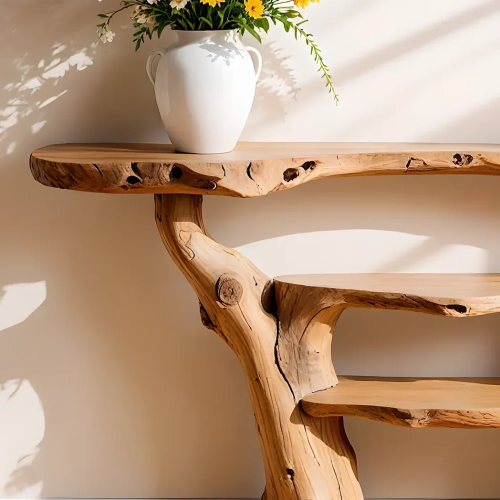custom console table with 3 tiers, solid wood table, home decor table - Image 3