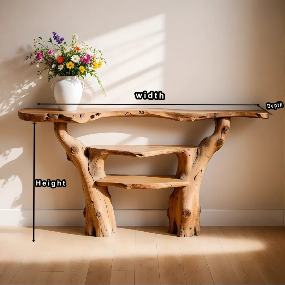 custom console table with 3 tiers, solid wood table, home decor table - Image 4