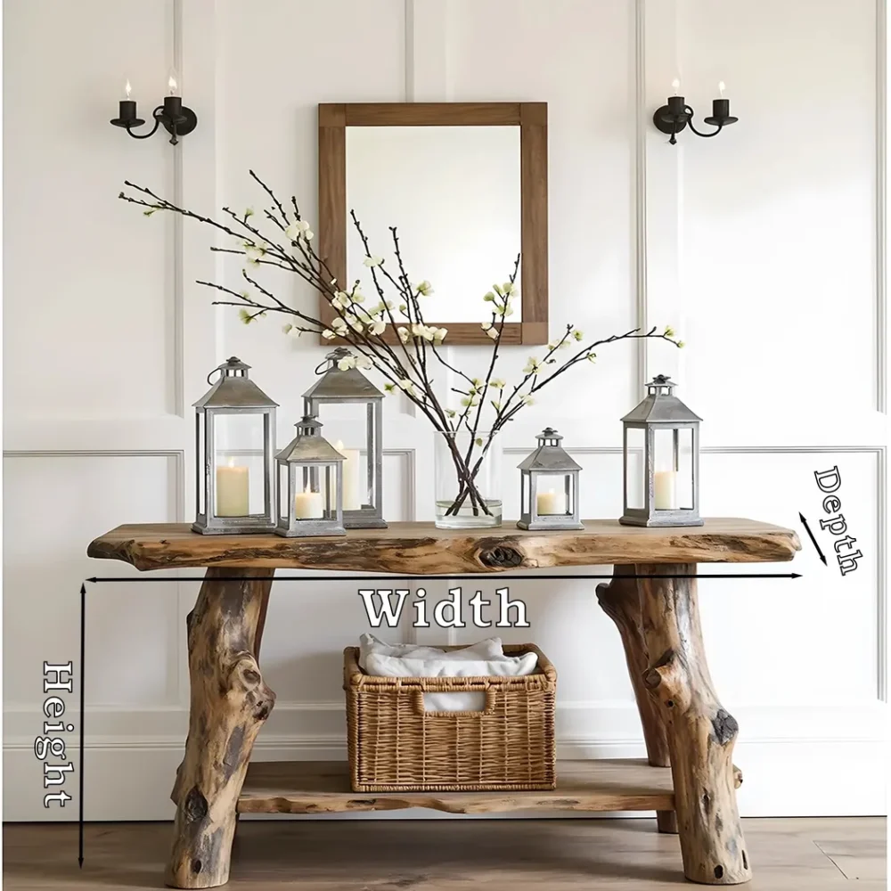 Farmhouse Entryway Table ? Handmade Rustic Natural Wood Console Table, Live Edge Design, Narrow Console Furniture - Image 2