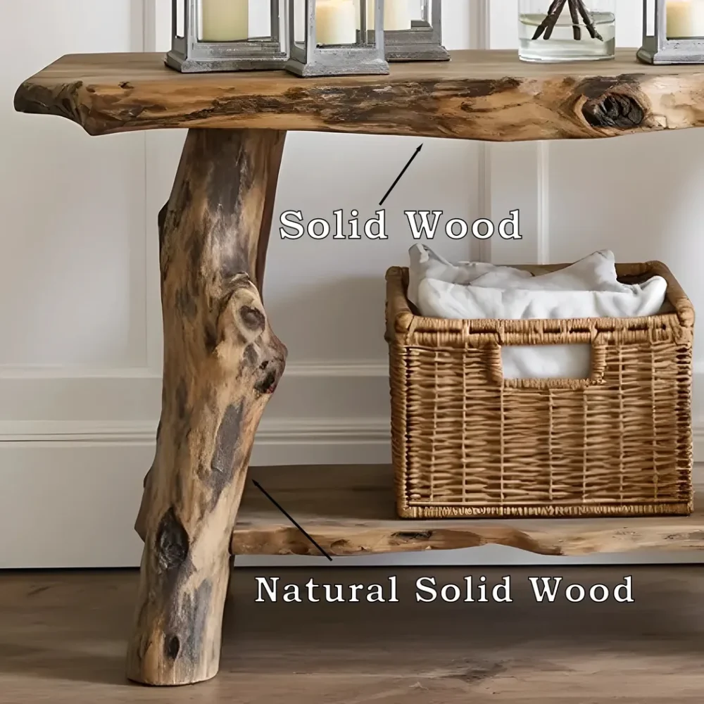 Farmhouse Entryway Table ? Handmade Rustic Natural Wood Console Table, Live Edge Design, Narrow Console Furniture - Image 3