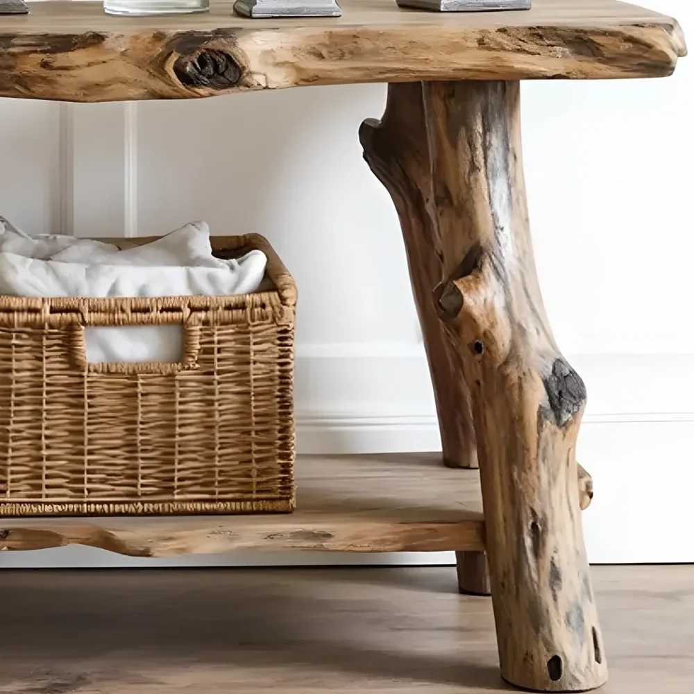 Farmhouse Entryway Table ? Handmade Rustic Natural Wood Console Table, Live Edge Design, Narrow Console Furniture - Image 5
