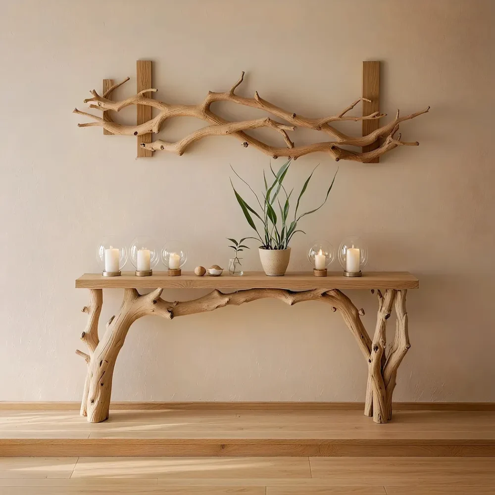 Handmade Rustic Natural Wood Console Table ? Farmhouse Style, Entryway or Living Side Table, Perfect Housewarming Gift