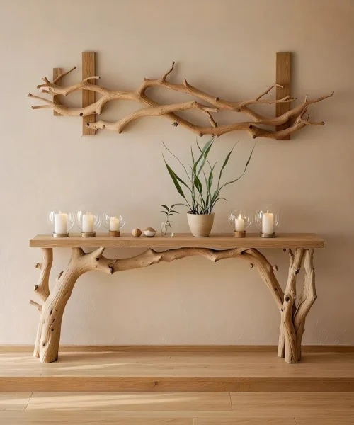 Handmade Rustic Natural Wood Console Table ? Farmhouse Style, Entryway or Living Side Table, Perfect Housewarming Gift