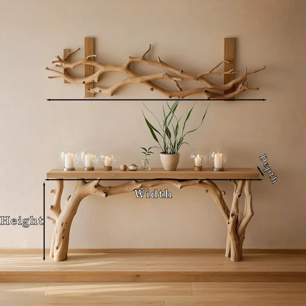 Handmade Rustic Natural Wood Console Table ? Farmhouse Style, Entryway or Living Side Table, Perfect Housewarming Gift - Image 2