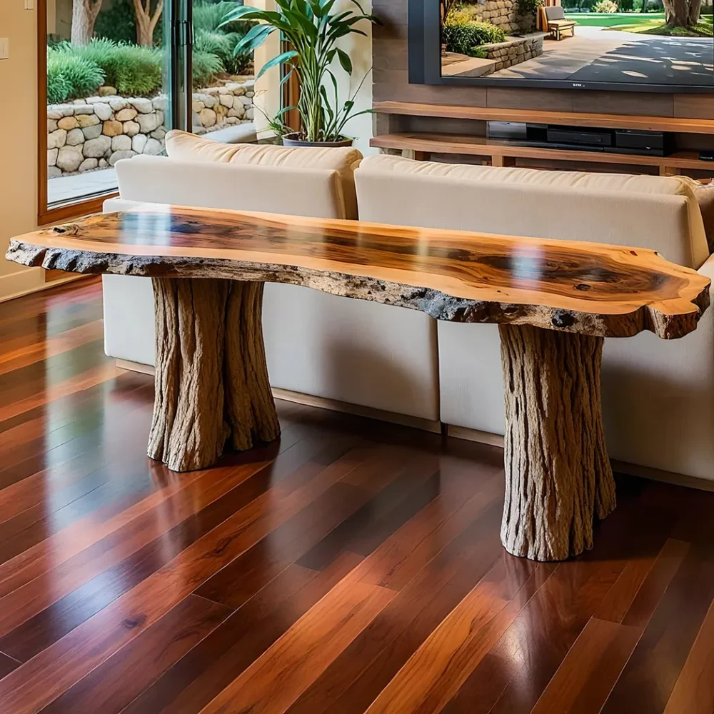 Handmade Rustic Natural Wood Console Table ? Narrow Entryway Table for Country House, Stylish and Functional - Image 3