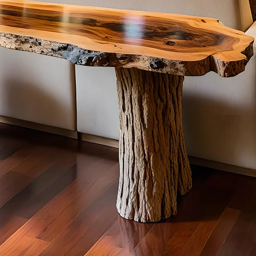 Handmade Rustic Natural Wood Console Table ? Narrow Entryway Table for Country House, Stylish and Functional - Image 5