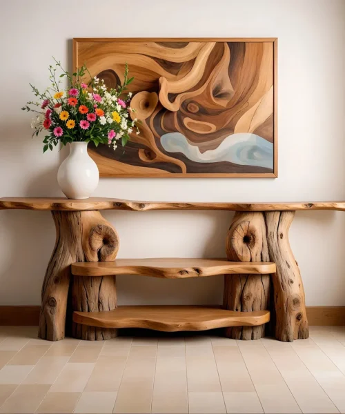 Handmade rustic natural wood console table, entryway table, custom console table, rustic style decor