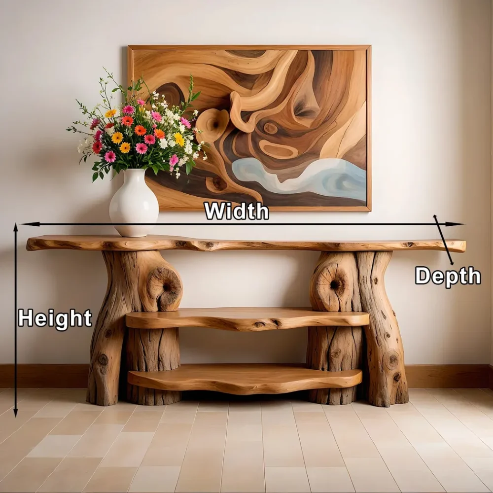 Handmade rustic natural wood console table, entryway table, custom console table, rustic style decor - Image 2
