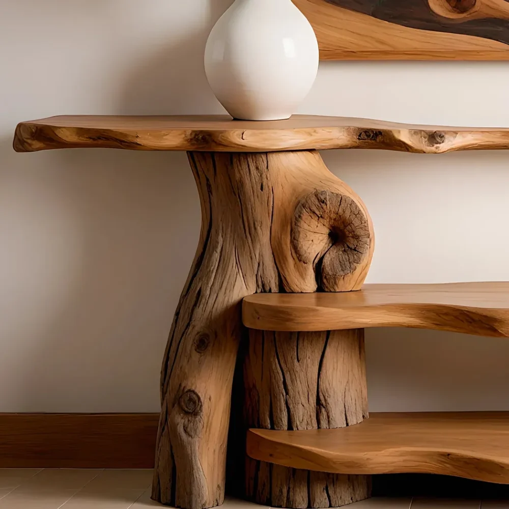 Handmade rustic natural wood console table, entryway table, custom console table, rustic style decor - Image 3