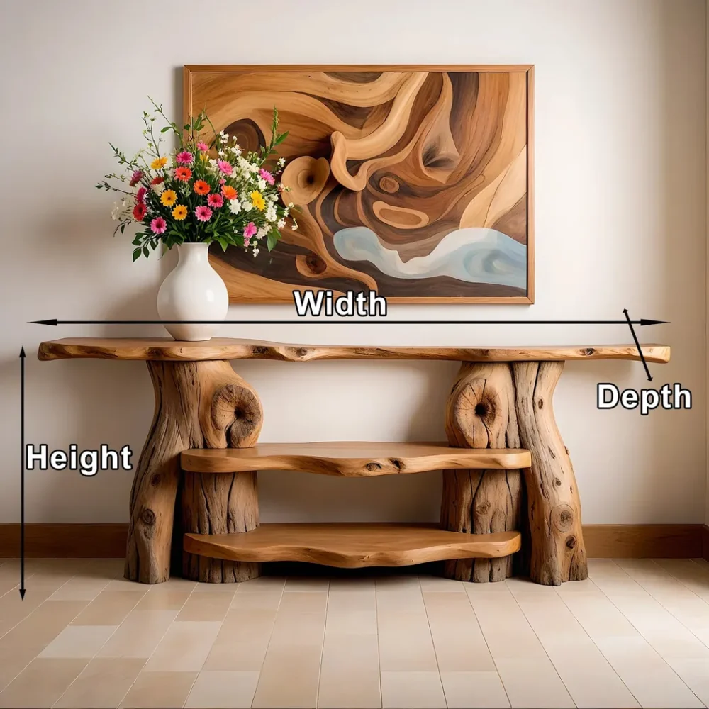 Handmade rustic natural wood console table, entryway table, custom console table, rustic style decor - Image 4