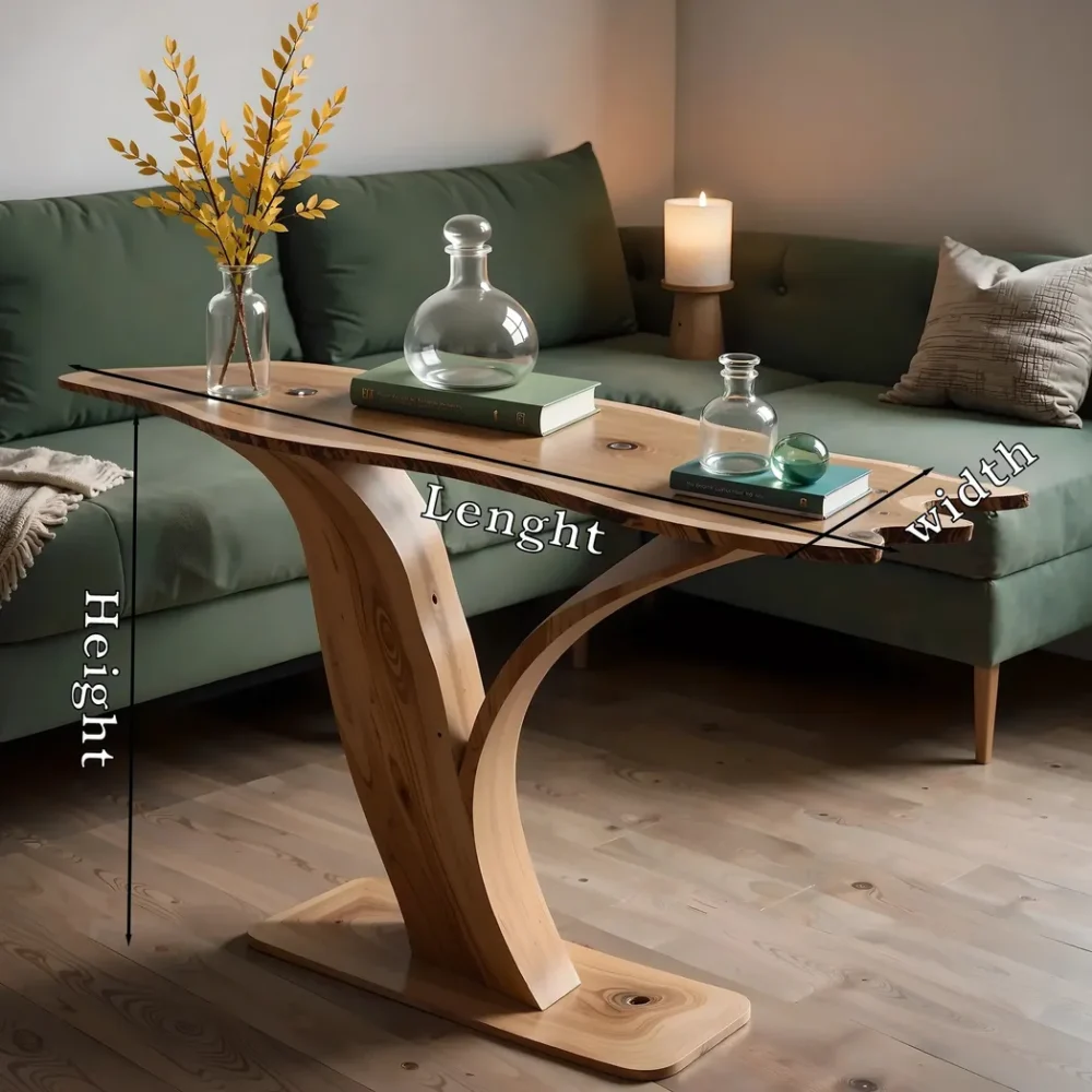 Handmade rustic natural wood console table, farmhouse style console table, living side table, entryway table - Image 2