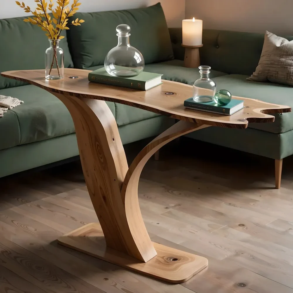 Handmade rustic natural wood console table, farmhouse style console table, living side table, entryway table - Image 4