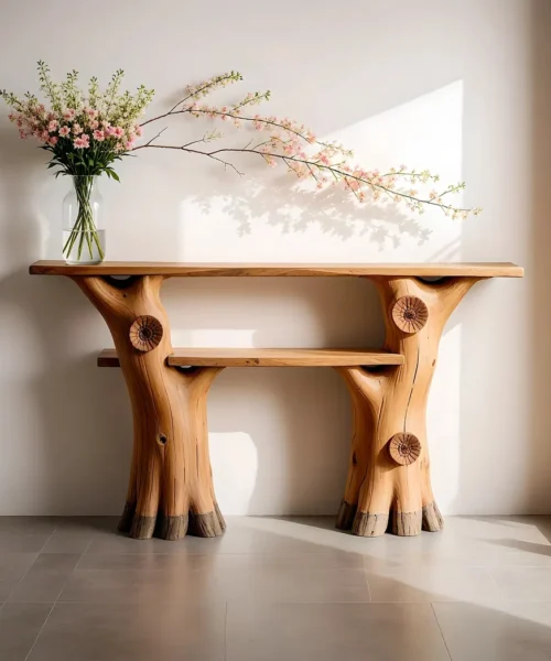Narrow console table solid wood console table live edge side table farm table rustic style home decor
