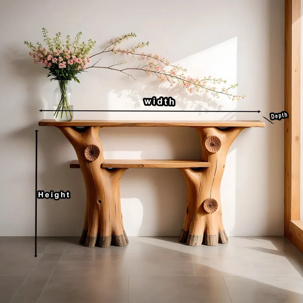 Narrow console table solid wood console table live edge side table farm table rustic style home decor - Image 4