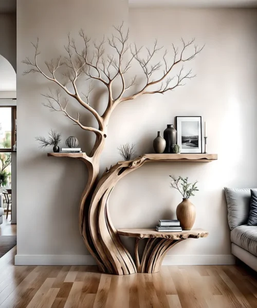 Reading table, living room decoration table, tree-shaped tea table