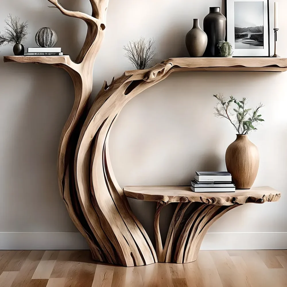 Reading table, living room decoration table, tree-shaped tea table - Image 2