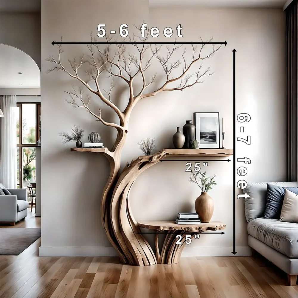 Reading table, living room decoration table, tree-shaped tea table - Image 3