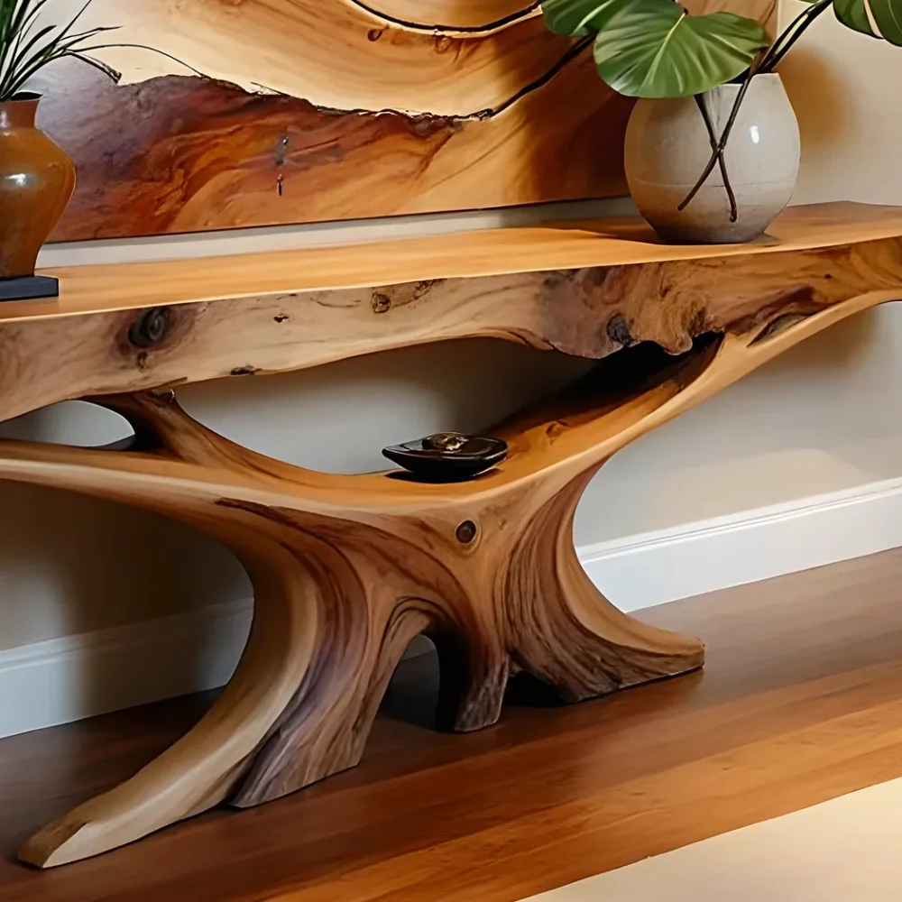 Solid wood console table, handmade natural wood console table, live edge table, entryway table, narrow entryway table - Image 3