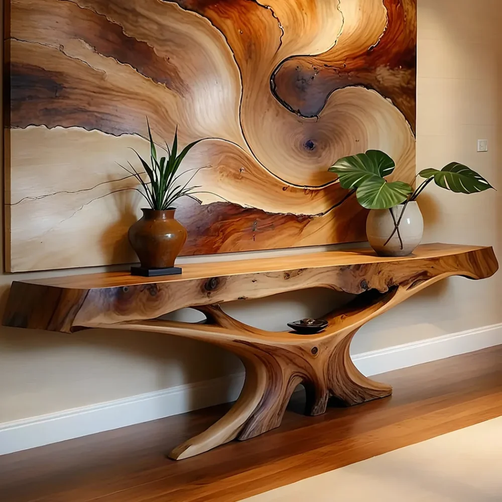 Solid wood console table, handmade natural wood console table, live edge table, entryway table, narrow entryway table - Image 5