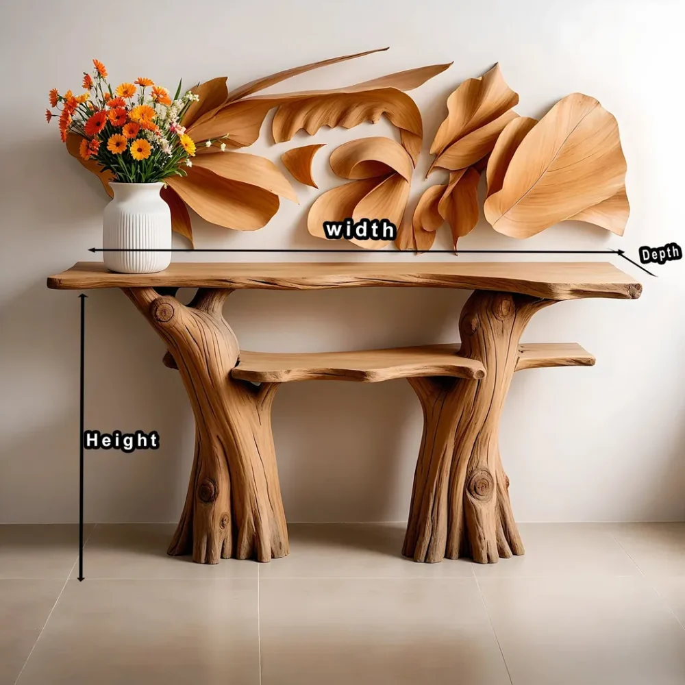Solid wood console table, narrow table with bookshelf, decorative table. - Image 2