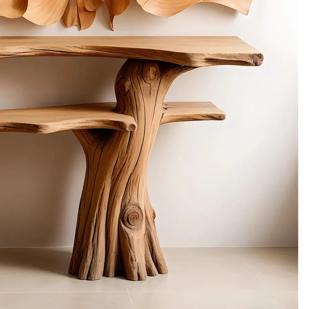 Solid wood console table, narrow table with bookshelf, decorative table. - Image 3