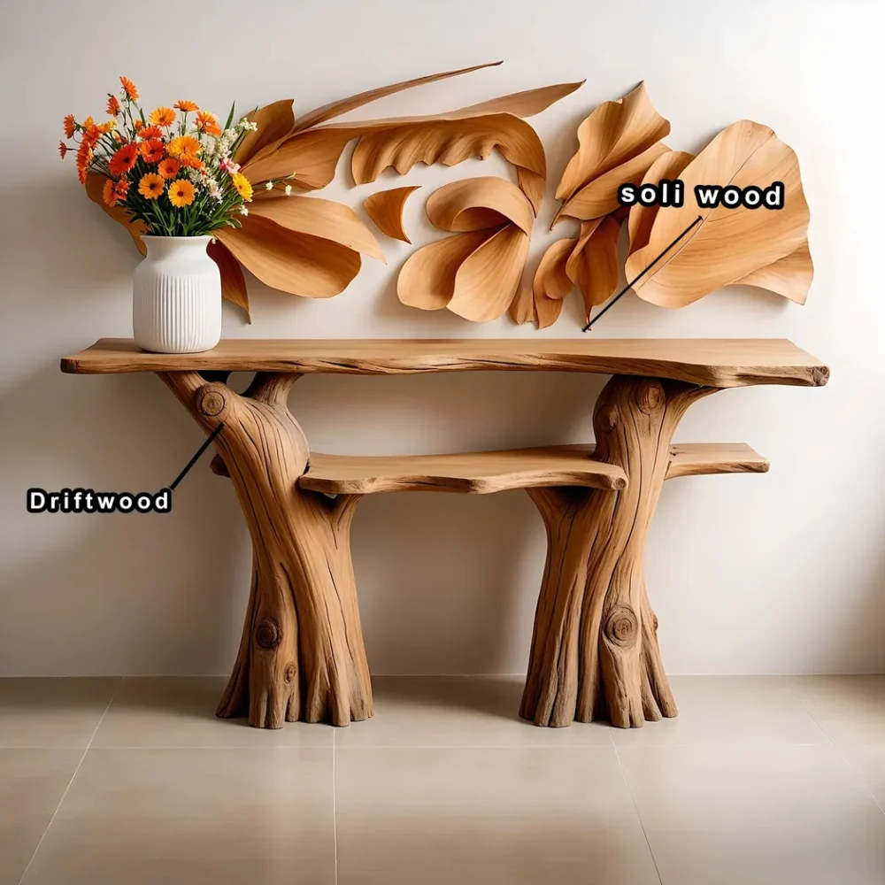 Solid wood console table, narrow table with bookshelf, decorative table. - Image 4