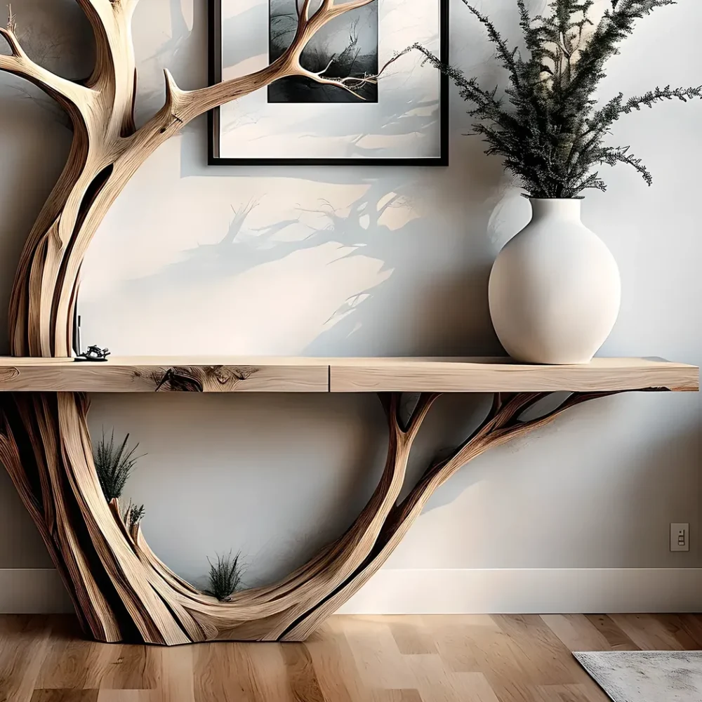Solid wood reading table, tree-shaped reading table, home decoration table - Image 2