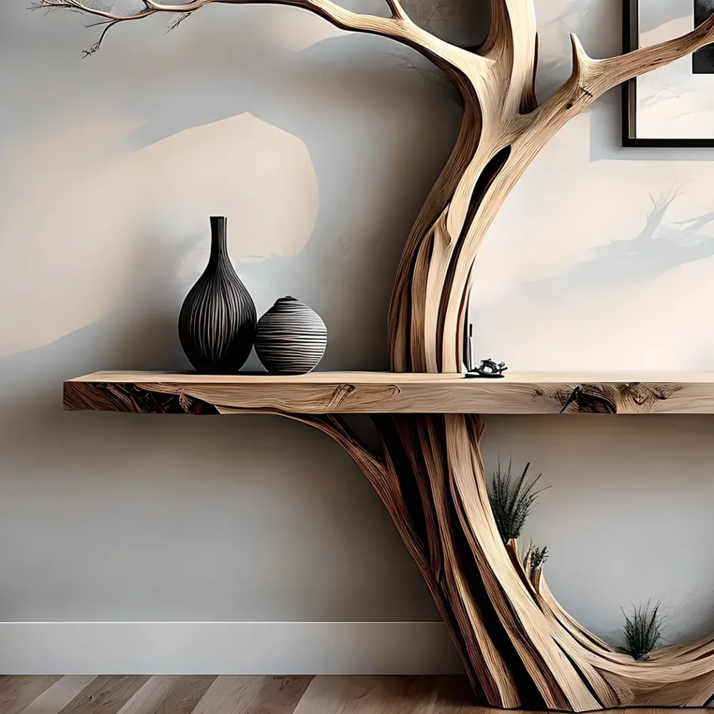 Solid wood reading table, tree-shaped reading table, home decoration table - Image 5