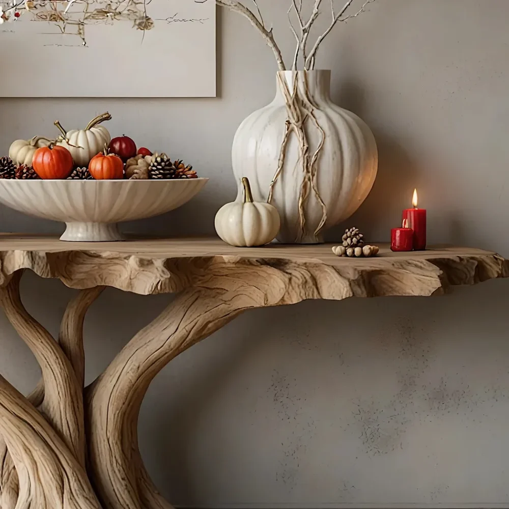 Solid wood wall table, tree shaped table, handmade table - Image 3