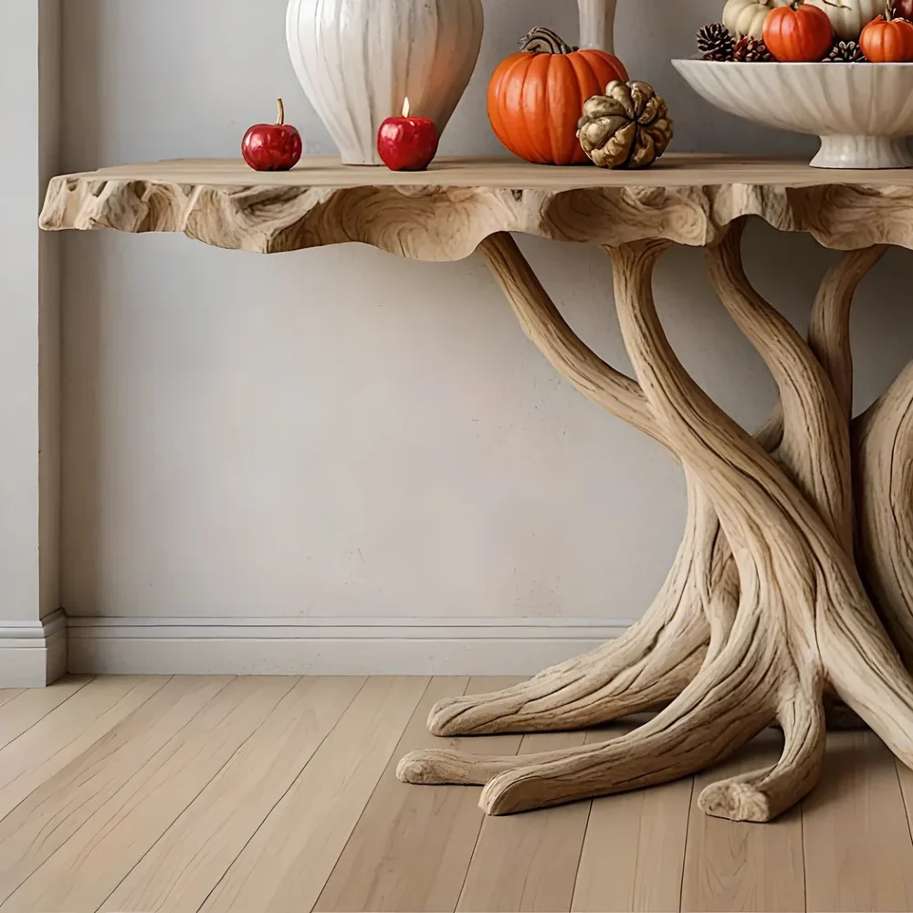 Solid wood wall table, tree shaped table, handmade table - Image 5