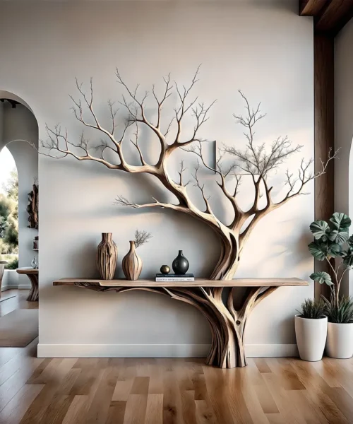 Tree-shaped desk. console table, home decoration table