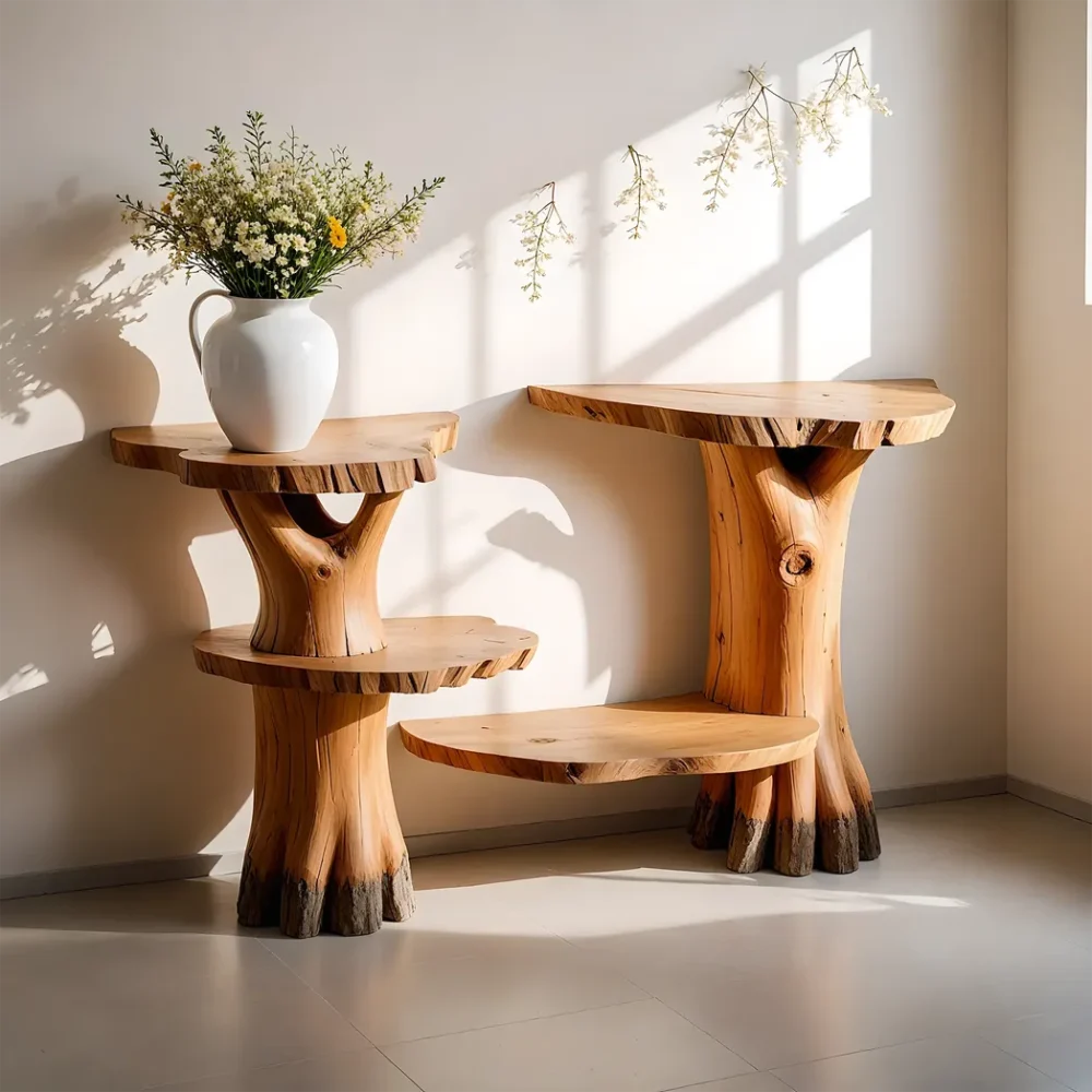 unique console table, natural wood table, driftwood table, living room decoration table